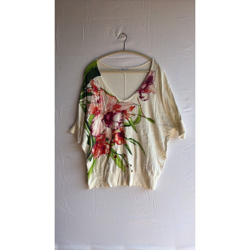 New York & Company Floral Dolman Sleeve Knit Top
